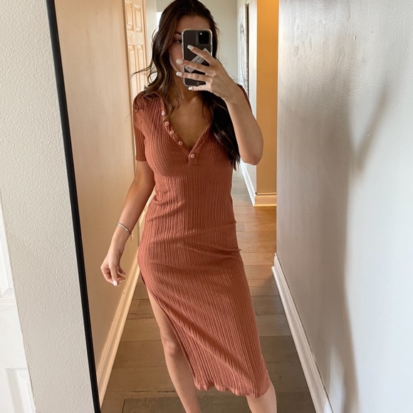 HOUSE OF HARLOW 1960 X SOFIE RICHIE INAYA DRESS IN TERRACOTTA, SIZE SMALL - Picture 3 of 7